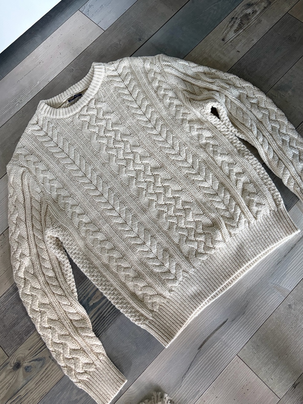 GAP Cream Cable-Knit Crewneck Sweater